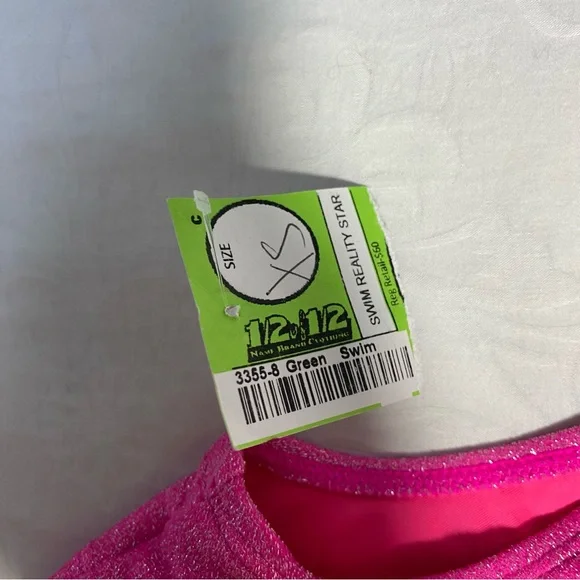 NEW Good American Sparkle Metallic Bikini Top Knockout Pink Scoop Square Neck 0 - Picture 6 of 10